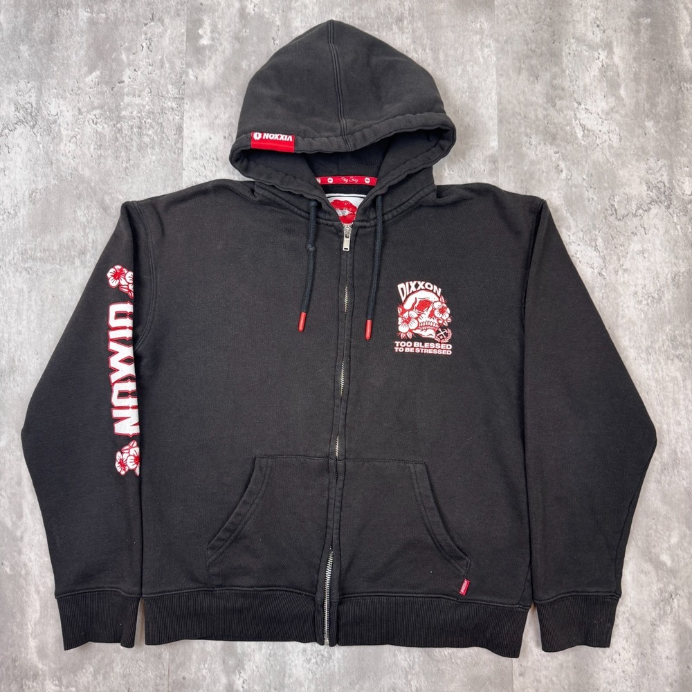 Dixxon Vixxon Hoodie Sweatshirt Women's Small Black Full Zip Too Blessed Skull